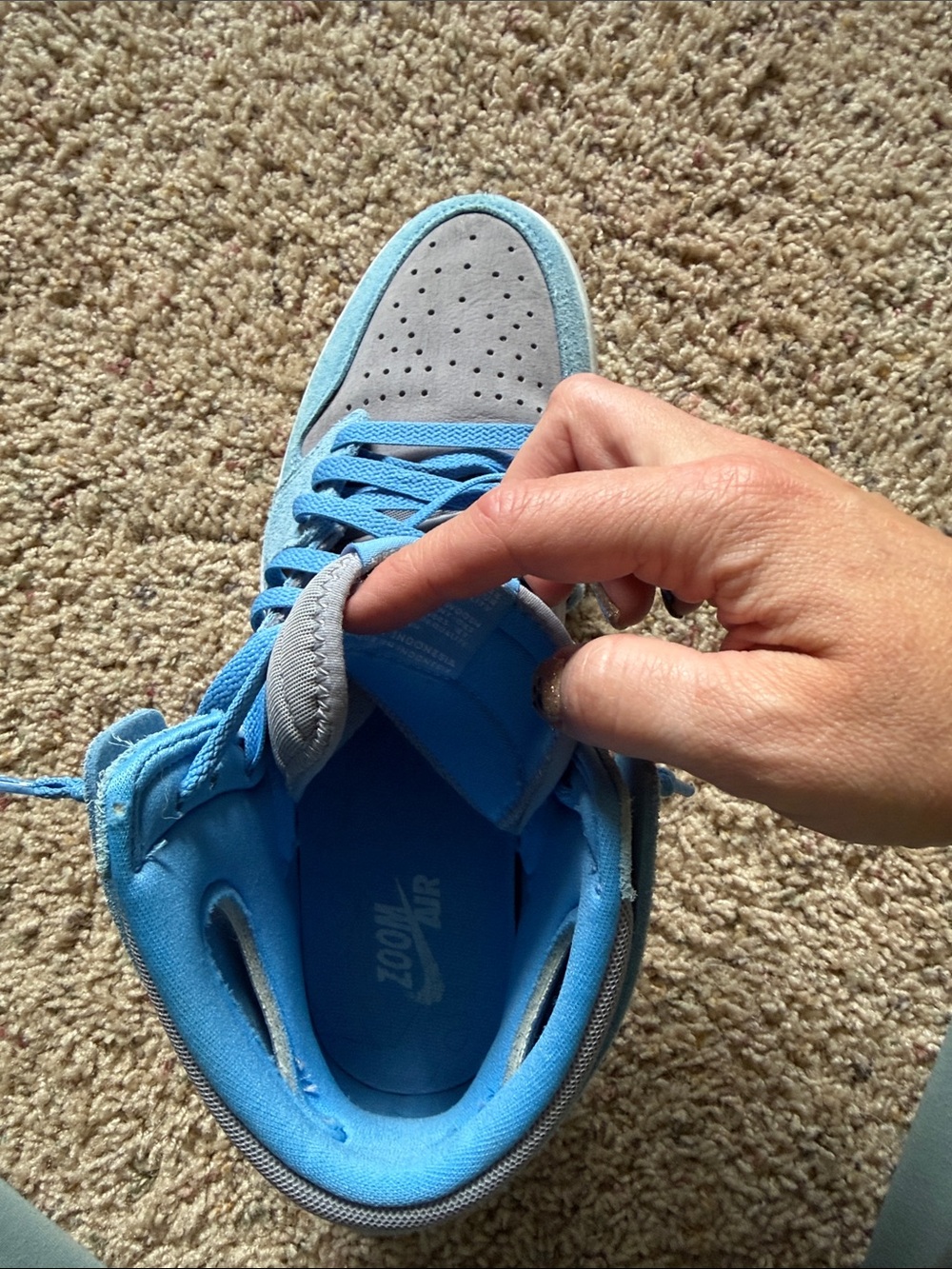 Jordan Men’s Mid-Top Sneakers in Sky Blue and Gray - Picture 2 of 7